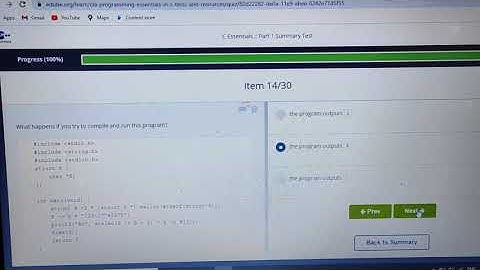 Cisco  Programming Essentials in C:  Summary TEST  1 (CLA)  Answers