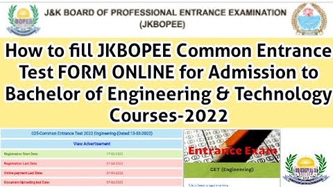 How to fill JKBOPEE Common Entrance Test 2022 Engineering Form Online