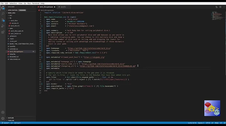 Codecast: Create a RubyGem 02: Configure the gemspec