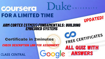 ARM CortexSTM32 Fundamentals Building Embedded Systems,(week-1-4) All Quiz Answers.#coursera #quiz