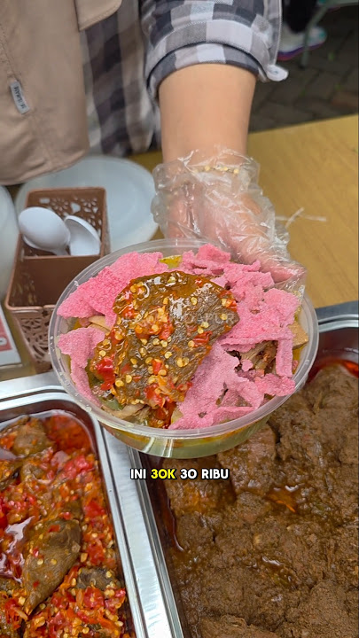 Padang vegetable lontong with spicy beef jerky side dish price 30,000 #food #foodie #culinary #se...