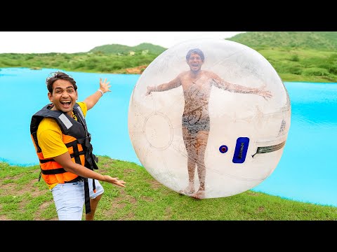 Running On Water Using Big Plastic Ball - Challenge