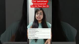 🔴ICAI Latest IMP announcement🔴#cafinal#icai#annoucement #nov26