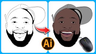 How to COLOR Line Art With Precision Using Mouse [Step by Step] | Adobe Illustrator CC Tutorial