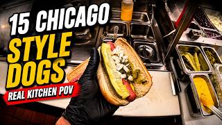 Making 15 Chicago Style Hot Dogs | Real Kitchen POV 🌭