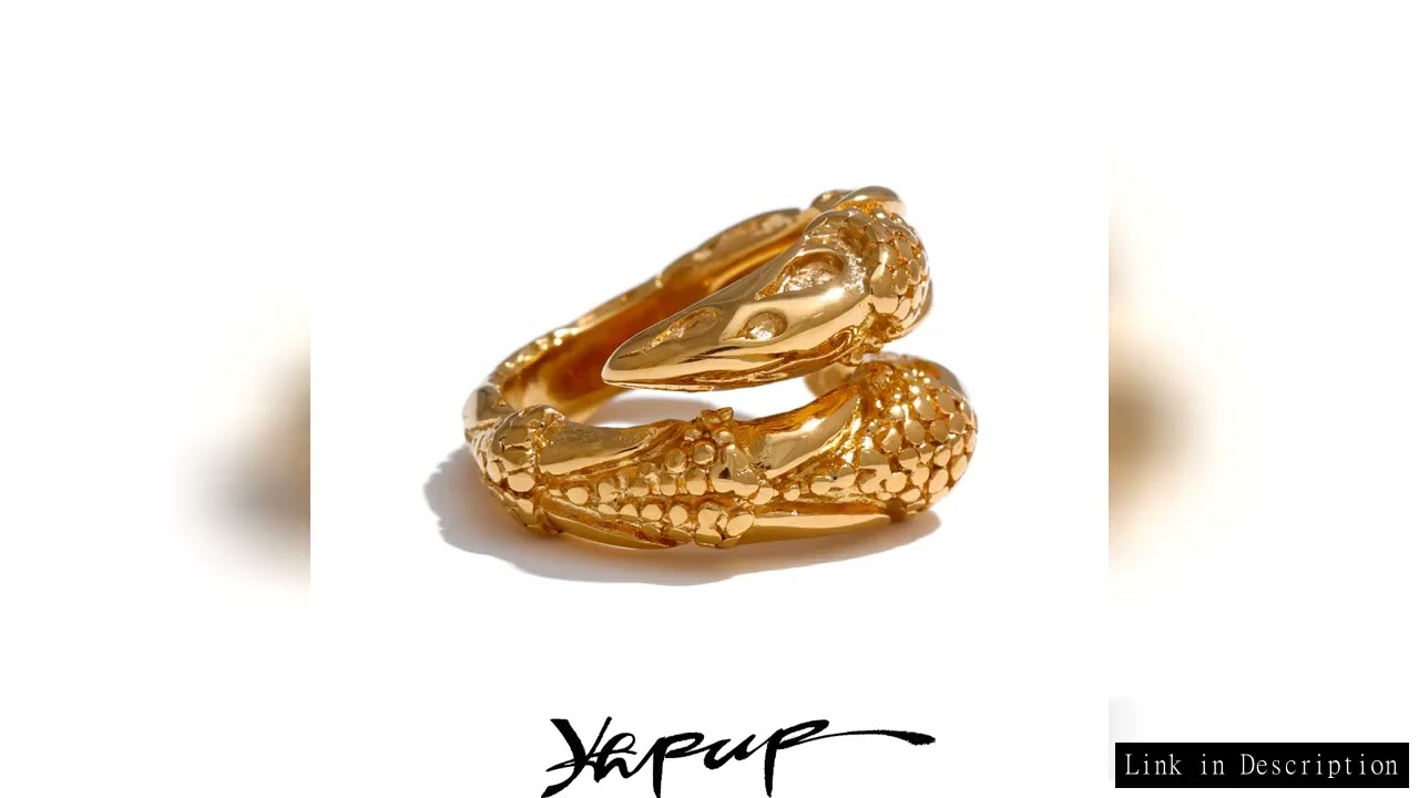 Yhpup 316L Stainless Steel Metal Hammer Snake Twisted Ring Water Resistant Texture Geometric Stateme