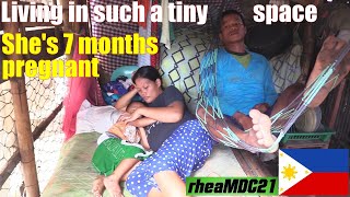 Travel to Philippines: A Poor Filipino Family in the Province. A Beautiful Pregnant Filipina Woman