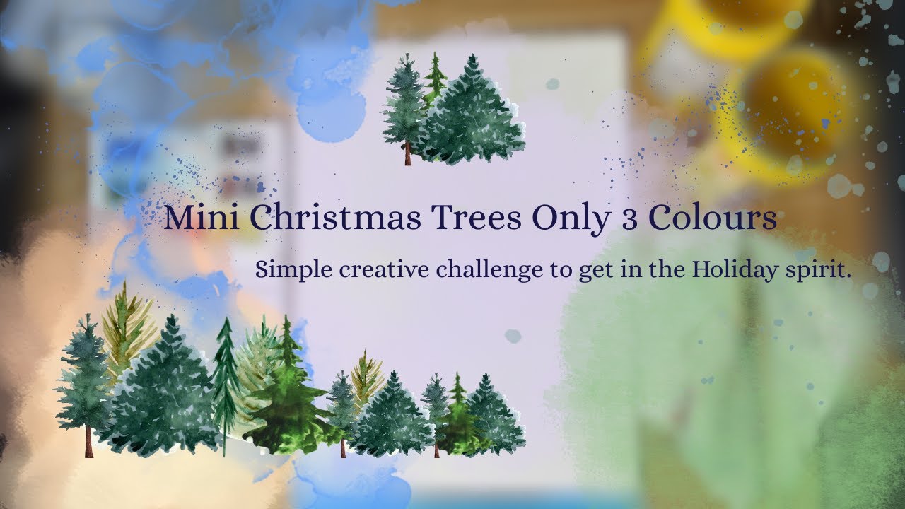 Creative exercise: 3-Colours Watercolour Mini Christmas trees ✨ Winter Magic Art