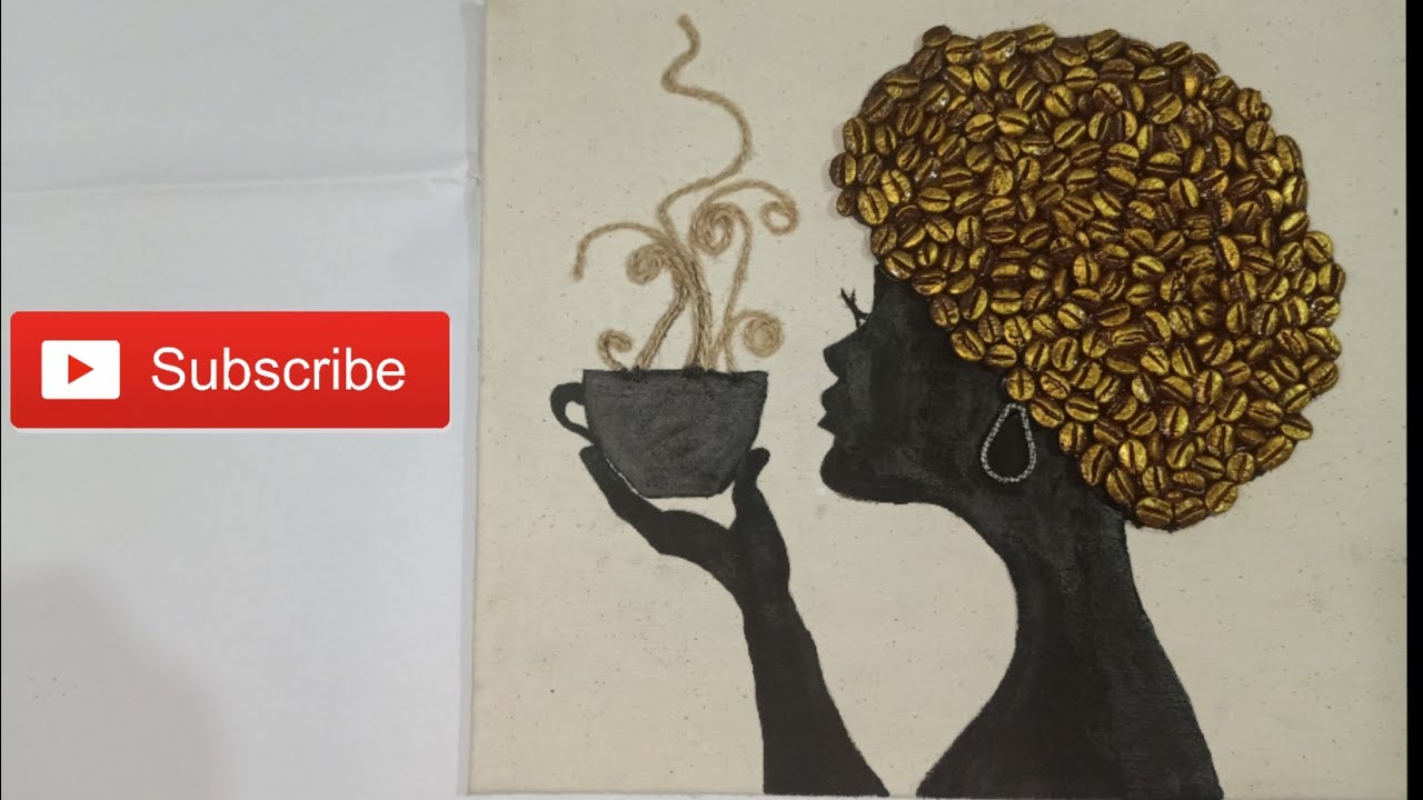 لوحة فنية حائطية من حبوب القهوة بتقنيات بسيطة