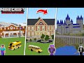 Minecraft HIGH SCHOOL HOUSE BUILD CHALLENGE : NOOB vs PRO vs HACKER / Animation