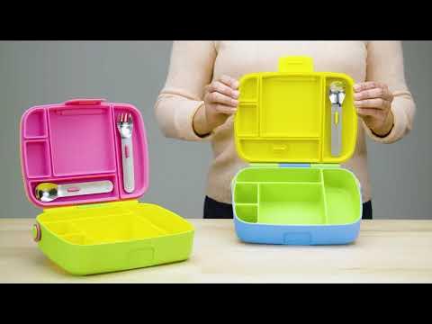Munchkin - Lunch Bento Box with Stainless Steel Utensils 