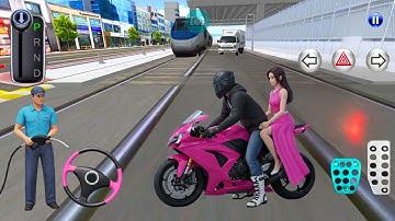 Pink Brand New Bike Vs Bullet Train 3d Driving Class android game play video || Car Game #cargame
