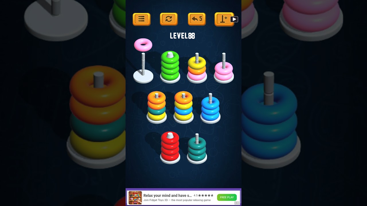 Hoop Sort Puzzle - Color Ring Stack Sorting Game Level 88 Solution