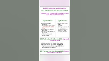 Delhi DDA Various Post Recruitment 2023 Apply Online for 687 Post #foryou #applyonlineform