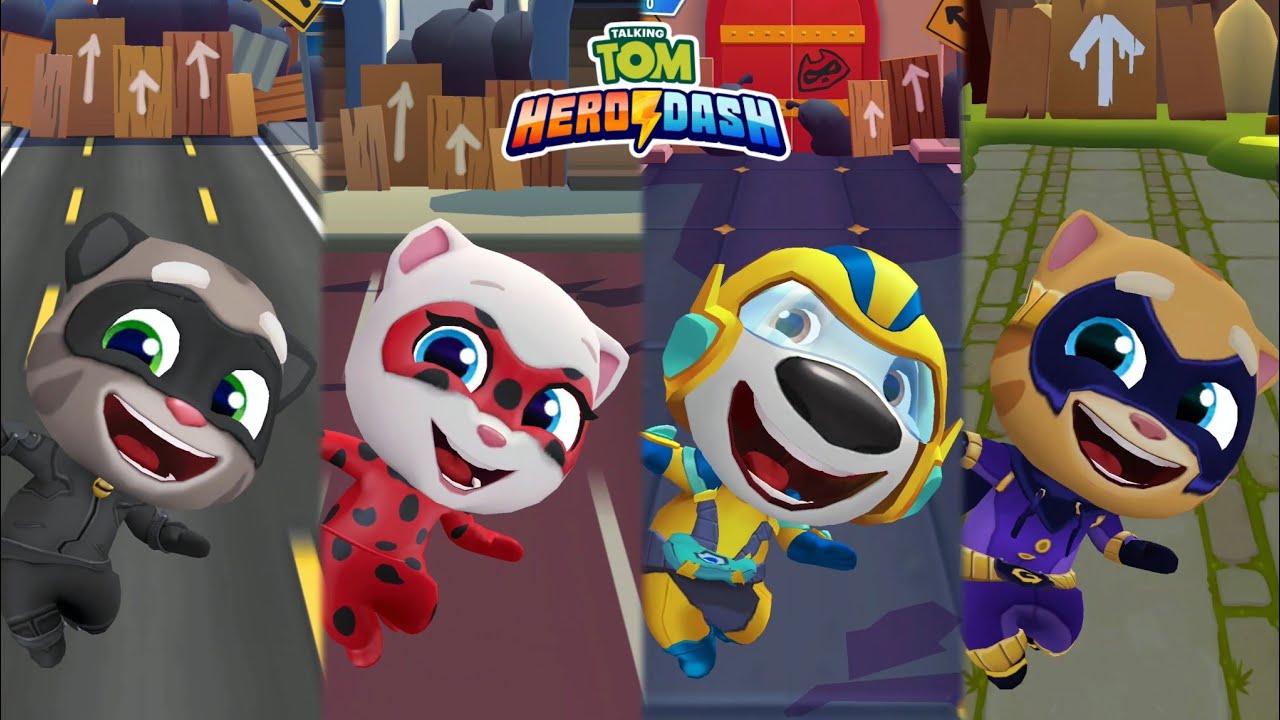 Talking Tom Hero Dash Noir Tom Vs Ladybug Angela Vs Sunbeam Hank Vs Midnight Ginger Gameplay 