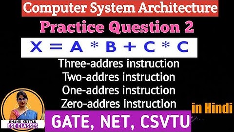 L-1.7 Question2 | Three,Two,One,Zero address instructions | Instruction Format | CSA | Shanu Kuttan
