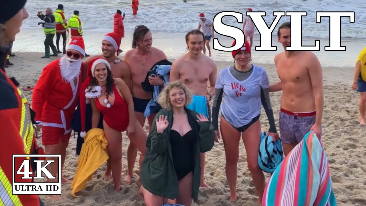 Weihnachtsbaden in Westerland Sylt 2023 erleben 🎅🌊 (150 Teilnehmer und 4 Grad kalte Nordsee)