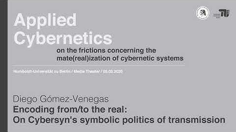 Applied Cybernetics Series / Session 5: Diego Gomez-Venegas