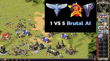 Red Alert 2 1 vs 5: Jungle Inland Warfare map I Ra2 Extra Hard AI