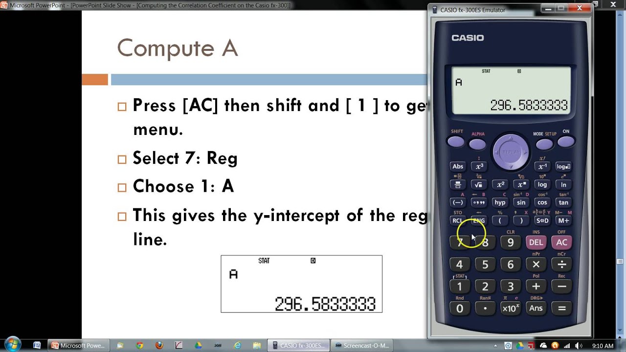 Computing the Linear Regression Equation with the Casio fx 