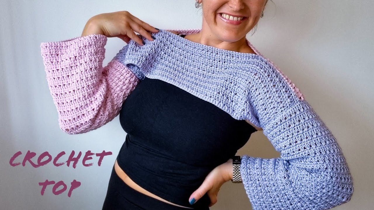 How to Crochet crop top with sleeves Fast and Easy for Beginners