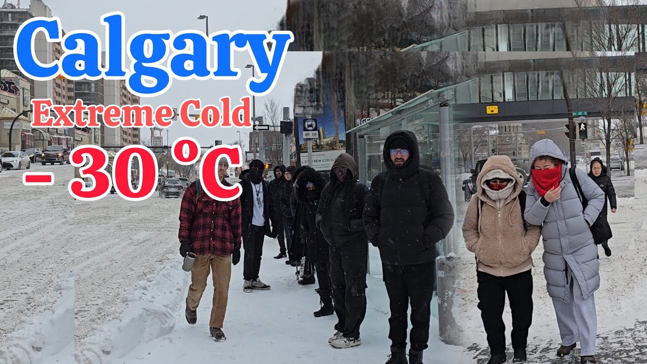 Экстремально низкие температуры -30 °C в Калгари, Альберта, Канада, в феврале 2026 года 