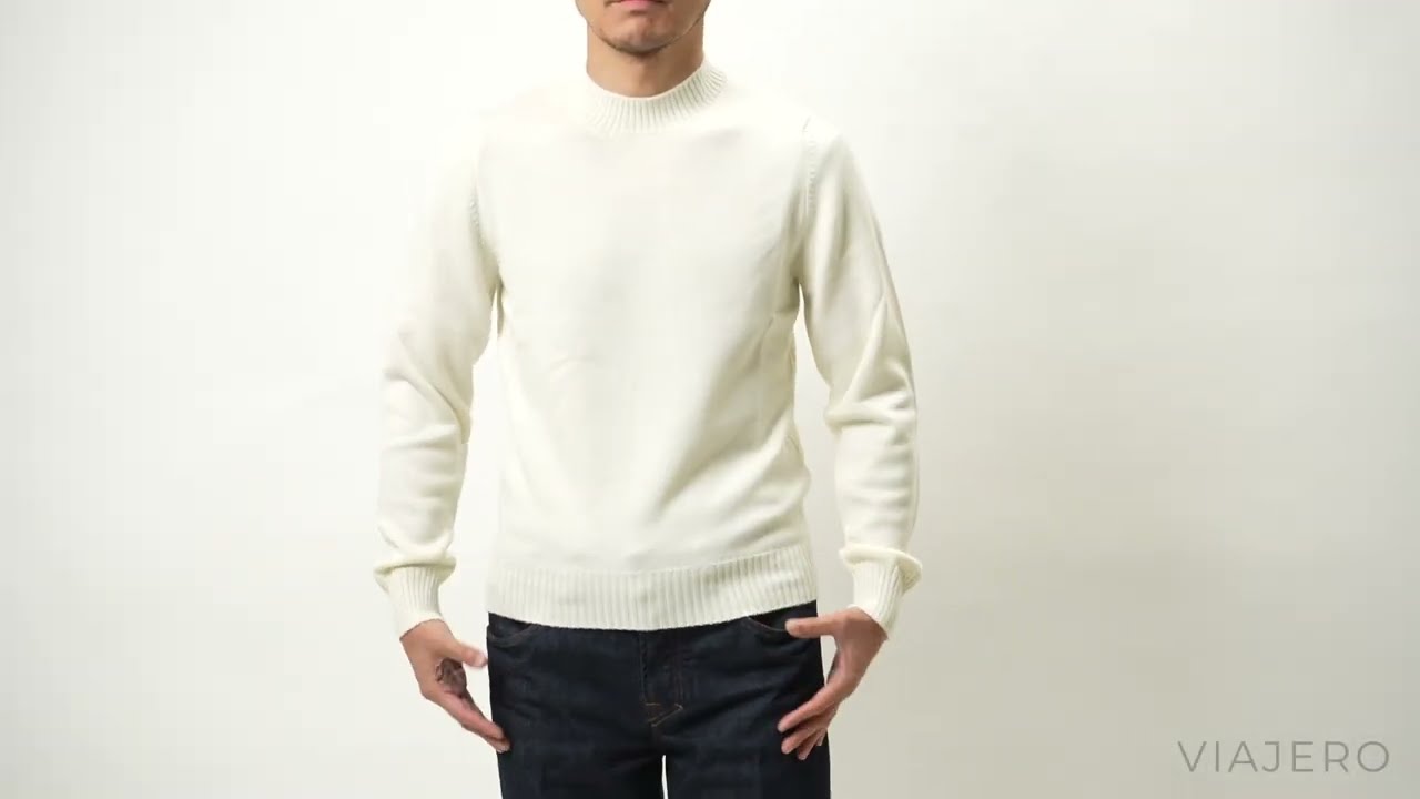 グランサッソ ニット セーター モックネック ベージュ ウール イタリア製 M GRANSASSO (グランサッソ) ウール モックネック 長袖 ニット