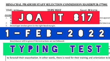Joa It 817 Typing Test | joa it typing #joait817