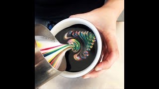 Barista Rainbow Coffee LATTE ART and SPARKLE Pours
