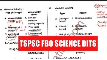 TSPSC Forest Beat Officer Science bits from Previous Year Question Paper