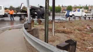 Car crash snarls rush hour traffic on the briggsmore overpass in
modesto, california