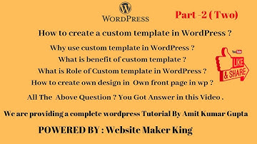 How to create a template in WordPress  | Part -2  | WordPress in Hindi