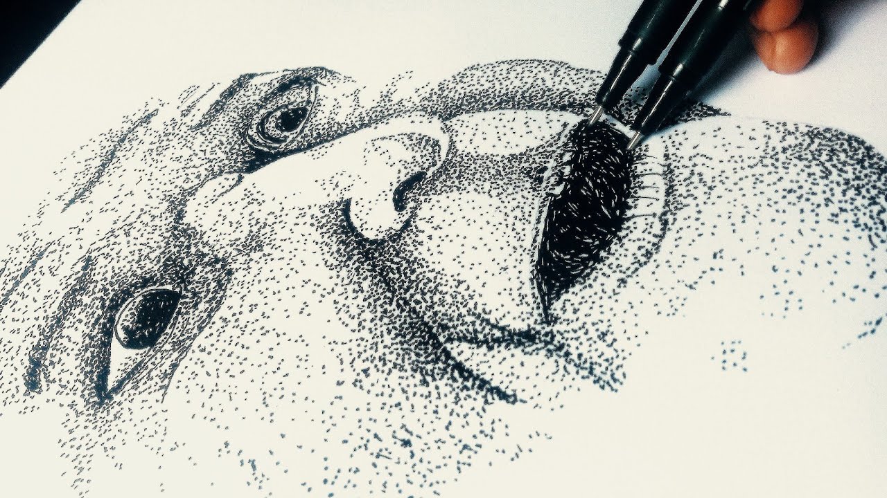 stripple portrait drawing | Pen and Ink Drawing Tutorial | Face Strippling | Strippling Tutorial