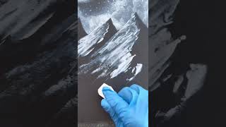 Painting a mountain scene with only white paint #learnwithme #spraypaint #art