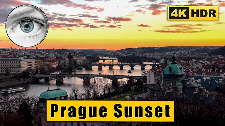 Walking tour of Prague at sunset view in Letn park...