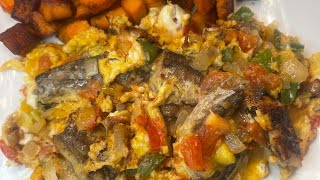 How to make a simple breakfast, eggs, sardine,vegetables with sweet potatoes .