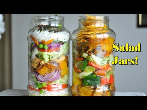 How to make Roasted Pumpkin Salad jars |2 Salad in a jar recipes!
