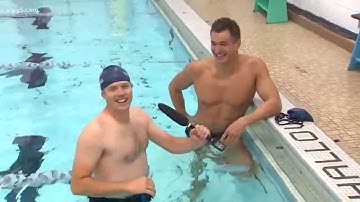 Jake Whittenberg swims against Olympian Nathan Adrian