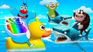 Roblox Oggy Pretended Super Noob In Front Of Jack And Bob In Shark Bite 2 screenshot 1