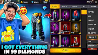 Free Fire New Pants Store I Got Everything In 99 Diamonds😍💎 NOOB To PRO In 7Mins -Garena Free Fire