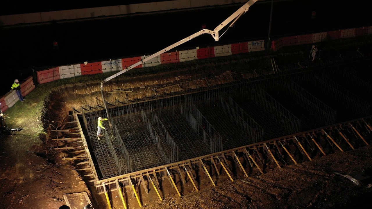 Night Concrete Pour FlyOver YouTube