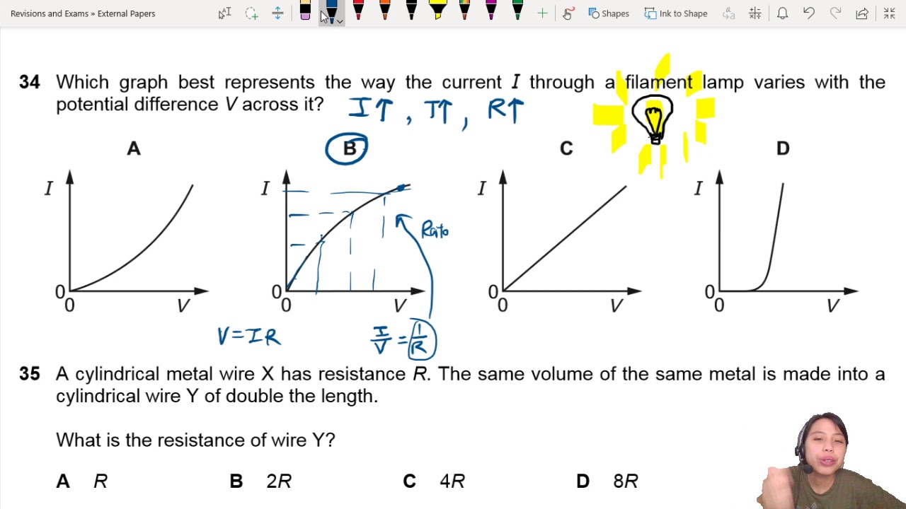 Mj P Q I V Curve Of Filament Lamp May June Cie A Level