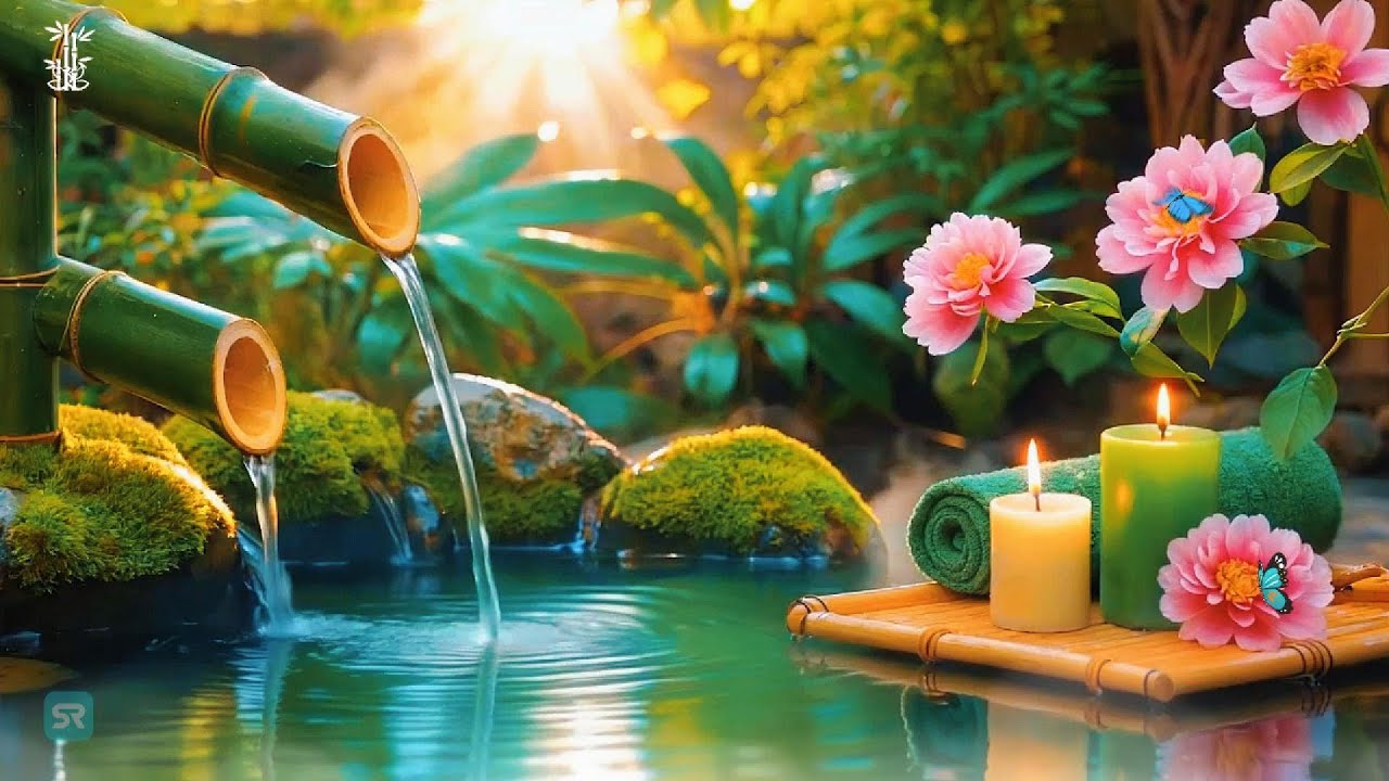 Relaxation Music: Bamboo Water Fountain + Healing Piano 🌿 Sleep Music, Meditation & Spa