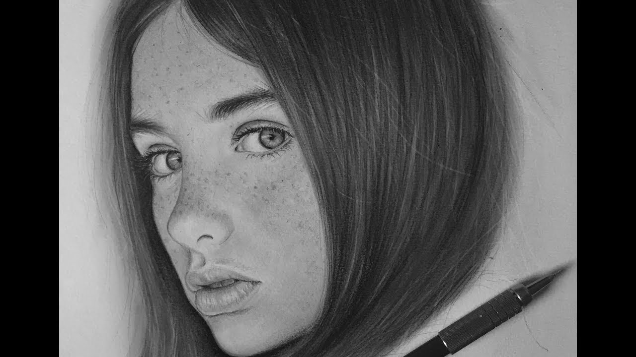 Drawing A Female Portrait With Mechanical Pencil - YouTube