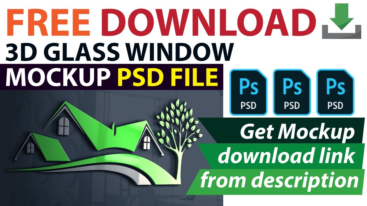 Download 3D Glass Window Logo Mockup Free Download