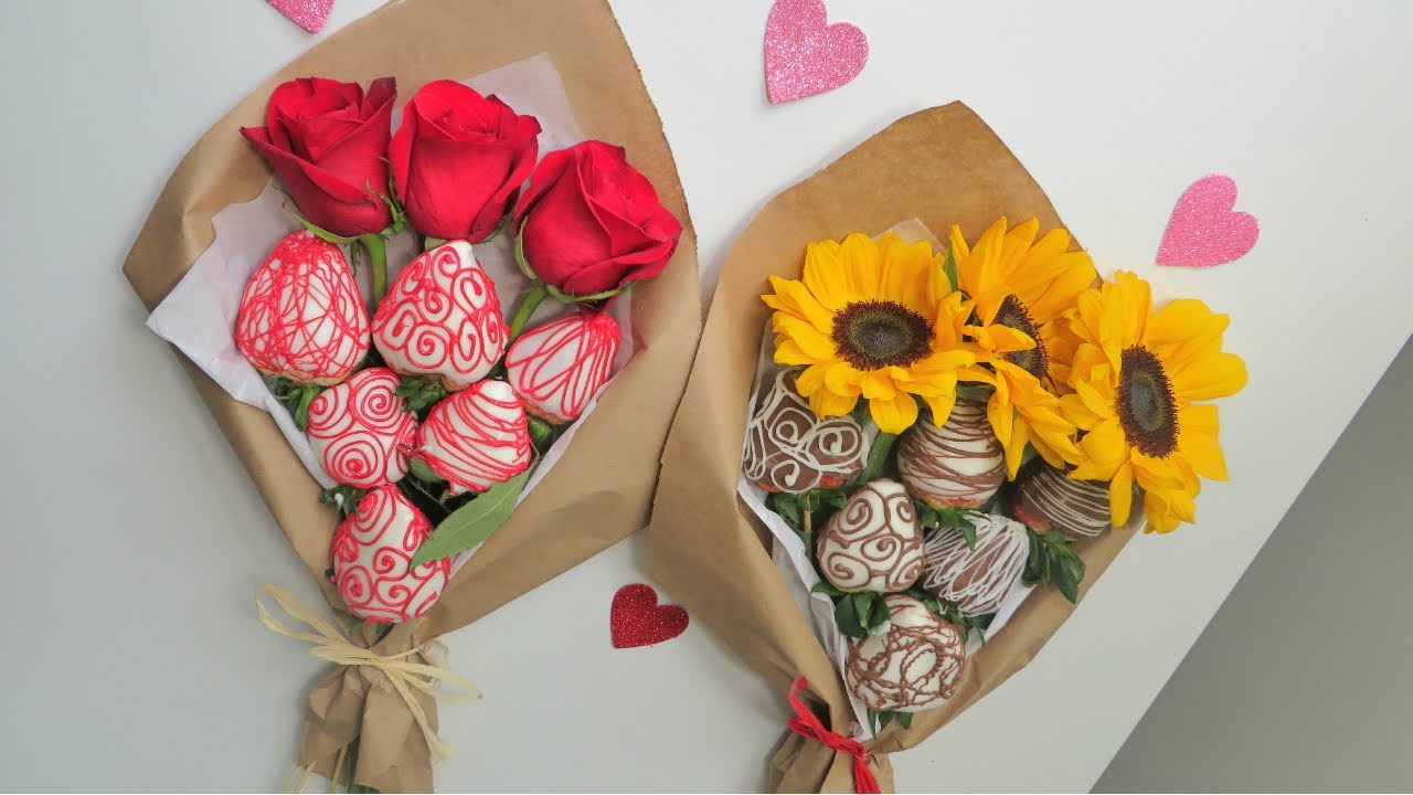 ??? Ramo de Fresas con Chocolate: Rosas y Girasoles ??? - YouTube