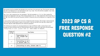 2023 AP Computer Science A FRQ