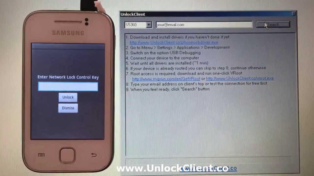  Samsung  GT S5360  Galaxy  Y Young  instant easy unlock by USB 