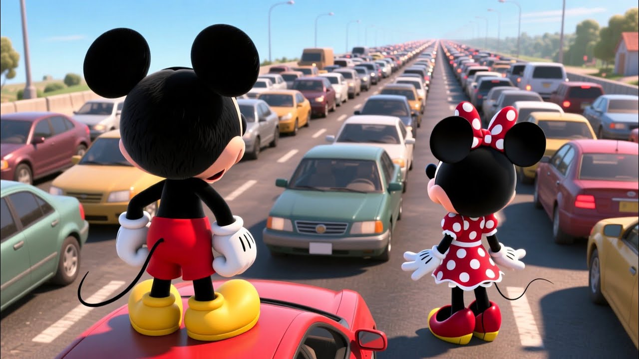 Mickey 🐭 & Minnie 🚗 Stuck in Traffic Jam 🚦 | Highway Fun Adventure 😄 | Kids Cartoon Song 🎵