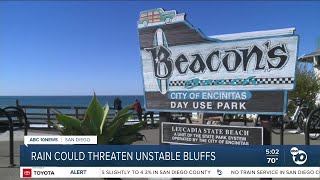 Rain could threaten unstable bluffs at Beacon's Beach